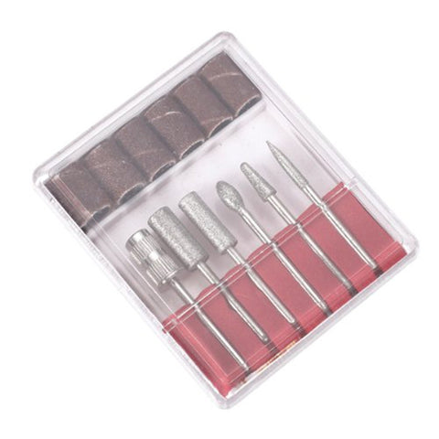 6pcs Manicure Pedicure Diamond Nail Bits Set with Sanding Bands for Electric Nail File/Drill