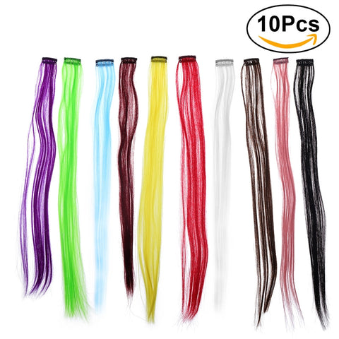 10pcs Colored Clip in Hair Extensions