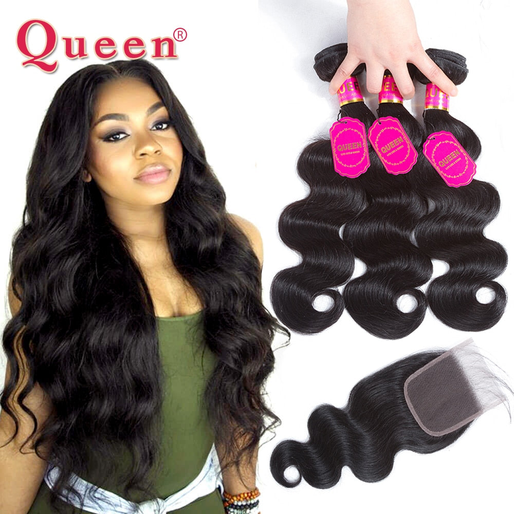 Brazilian Virgin Hair Human Hair Bundles With Closure