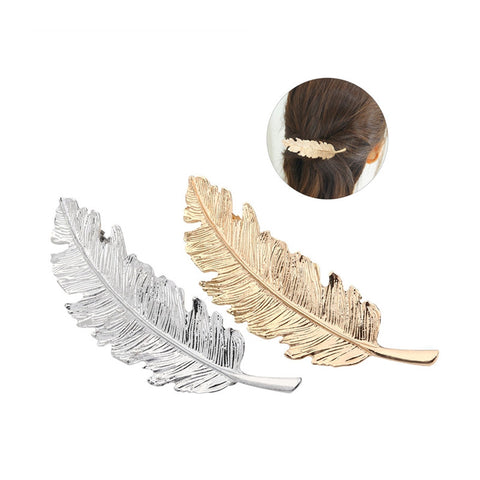 PIXNOR 2pcs Leaf / Feather Shaped Hair Clip