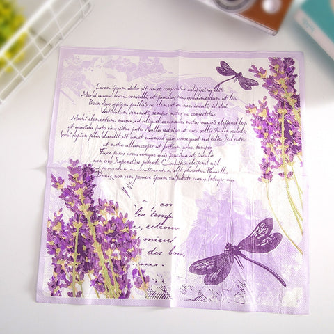 Vintage Lavender Dragonfly Paper Napkins
