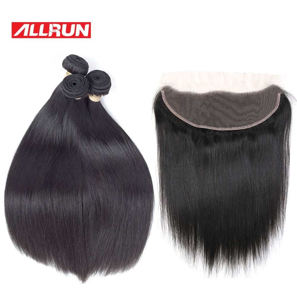 Allrun Malaysian Straight Hair Bundles With Lace