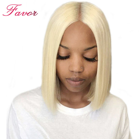 Blonde Short Bob Straight Lace Wigs